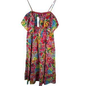 Alice & Olivia Cold-Shoulder Eyelet Midi Dress Size 0 Colorful Garden Floral
